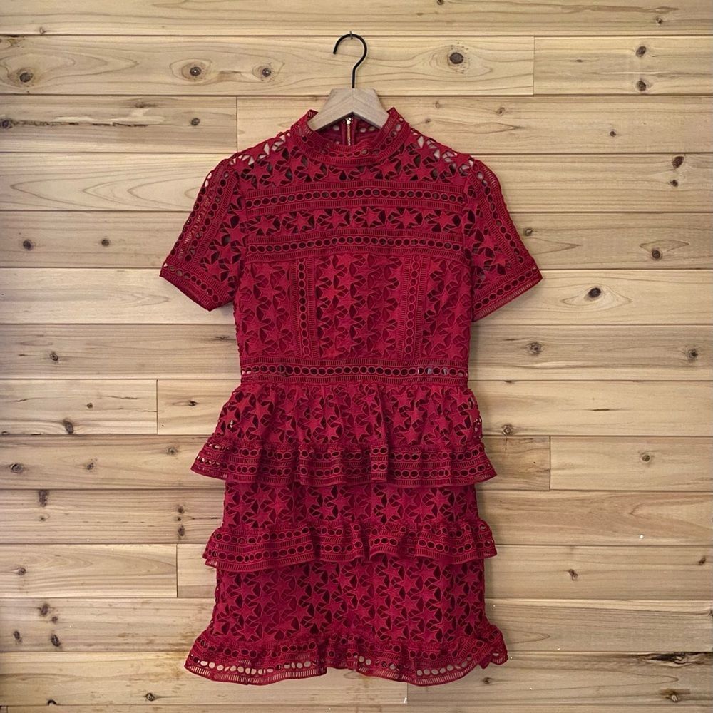NWT Self Portrait Size 6 High Neck Star Mini Dress